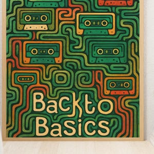 Retro Cassette Poster | 70s 80s Music Wall Art | Vintage Mid Century Decor | Music Room Print | Digital Download