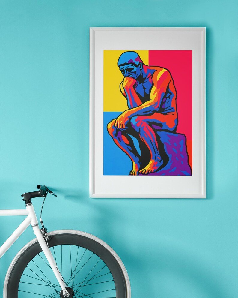 The Thinker Poster | Rodin Pop Art Print | Dark Academia Wall Art | Art ...