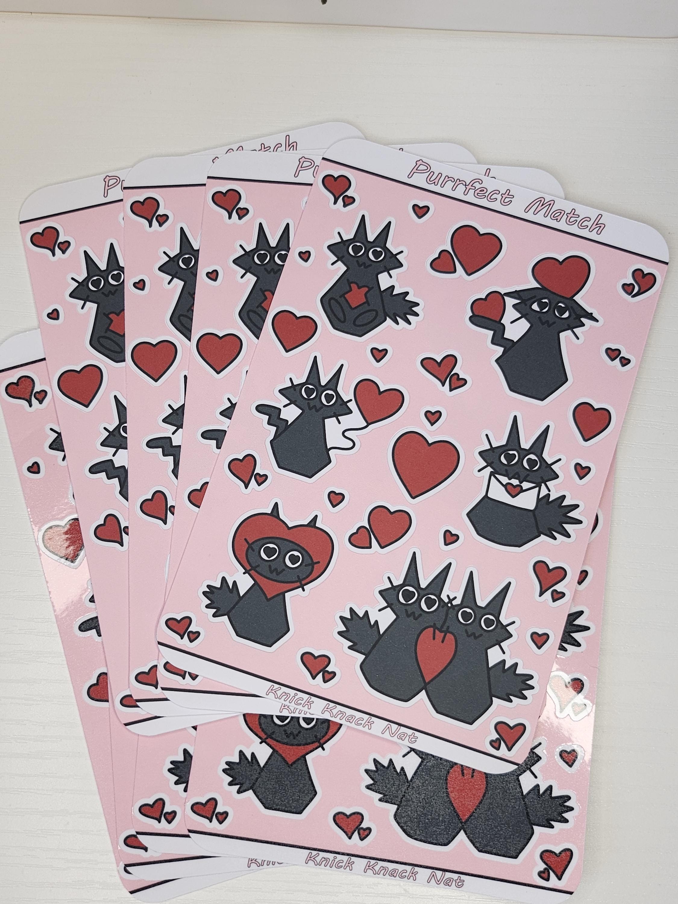Purrrfect Sticker Purrfect Match Sticker Sheet! Cute, Cat, Stickers, Valentines Day ...