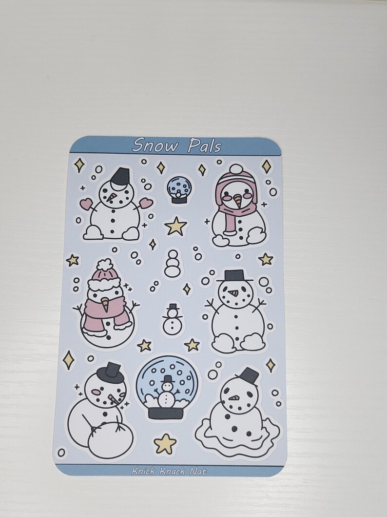 Snow Pals Sticker Sheet! Cute, Snowman, Penguin, Stars, Snowball ...