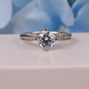 Round cut IGI lab grown diamond engagement ring promise ring wedding ring for women white gold solitaire ring anniversary gift for her