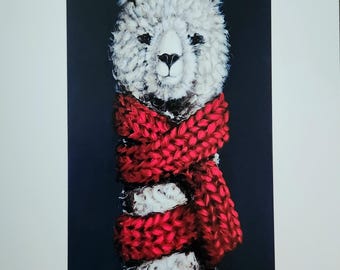 PRINT 20x30--Alpaka mit rotem Schal