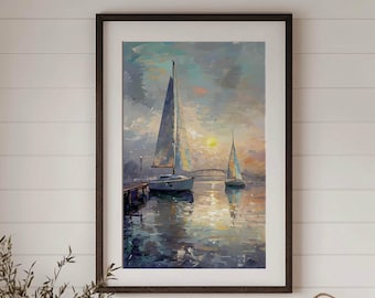 Tranquil Sunset Sailboats – Digital Download Wall Art