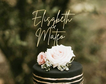 Topper de pastel de oro para boda, topper de pastel de boda personalizado, boda rústica, topper de pastel personalizado, señor y señora, toppers de pastel de aniversario