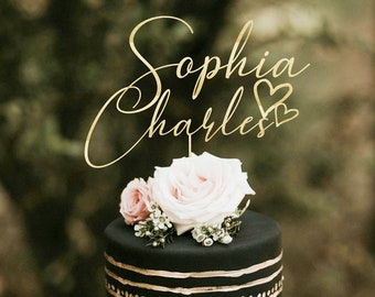 Topper de pastel de oro para boda, topper de pastel personalizado, topper de pastel de boda rústico, toppers de pastel de aniversario, topper de pastel personalizado, boda