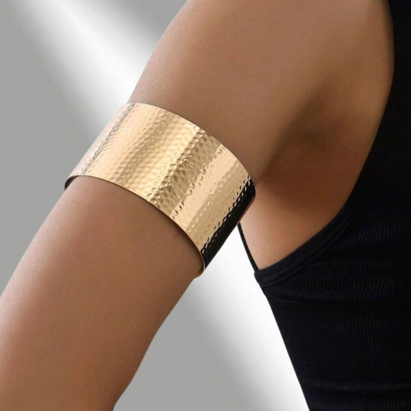Gold Bracelet Handmade Jewelry ~ Minimalist Cuff Band ~ Brass Jewelry ~ Mothers Day Gift for her ~Bridal Arm Cuff Gold