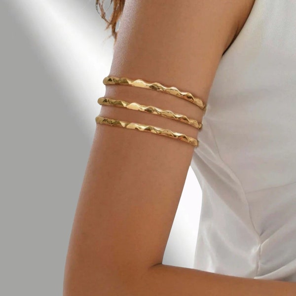 Gold Arm Band, Gold Upper Arm Cuff Bracelet, Silver Arm Band, Arm Cuff Gold, Gift For Her