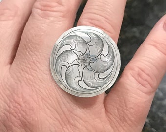 Handmade Silver Statement Rings For Women, Concho Ring, Western Rings For Women Silver Rings, Chunky Rings,  Western Rings For Women