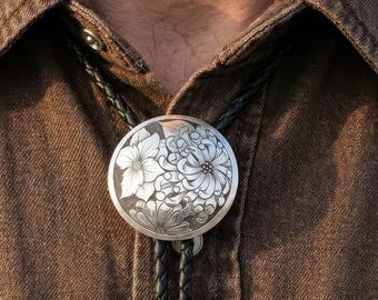 Sterling Silver Bolo Tie: Western Leather Jewelry