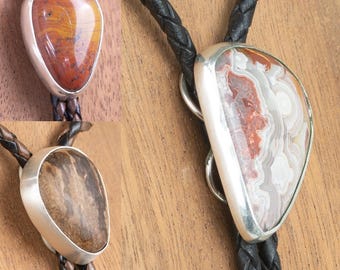 Stone Bolo Tie For Men Sterling, Gift For Him, Western Jewelry Men,  Gift For Husband, Fathers Day Gift From Daughter, Sterling Silver Bolo