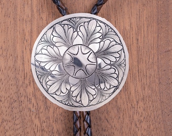 Wedding Bolos For Men, Silver Bolo Tie, Western Jewelry Men, Silver Concho Bolo for Women, Valentines Day Gift For Dad From Daughter,