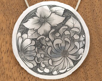 Handcrafted Silver Western Pendant, Western Concho Necklace For Women, Southwest Necklace For Her, Boho, Gift For Mom from Daughter