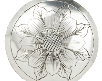 Silver 1.50 inches Saddle Concho, Bridle Concho Sterling Silver Slotted Conchos, Loop Back, Conchos For Belts, Conchos Guitar Strap