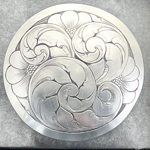Saddle Concho 3" Hand Engraved Sterling Silver : Western Leather Craft,