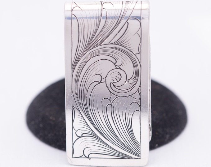 Featured listing image: Hand-Engraved Western Money Clip: Sterling Silver or Nickel
