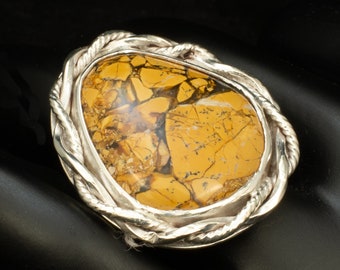 Large Natural Stone Ring Yellow Agate Sterling Silver Ring For Women Sterling Silver Stone, Western Ring, Agate, Handmade Rings Silver