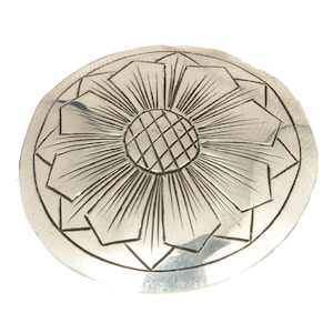 Hand Engraved Silver Concho: Western Bridle Rosette (1.50&quot;)