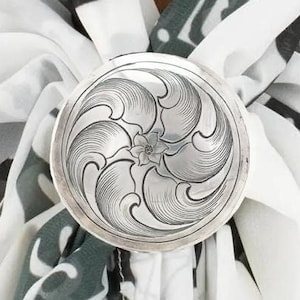 Handmade Silver Western Scarf Slide, Neckerchief Slide | Concho Scarf Ring, Wild Rag, Bandana Slide Silver, Nature Jewelry Gift for Wife