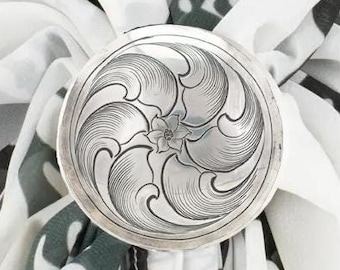 Handmade Silver Western Scarf Slide, Neckerchief Slide | Concho Scarf Ring, Wild Rag, Bandana Slide Silver, Nature Jewelry Gift for Wife