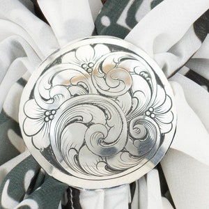 Handmade Silver Western Scarf Slide Neckerchief Slide | Concho Scarf Ring, Wild Rag, Bandana Slide Silver, Nature Jewelry Gift for Wife
