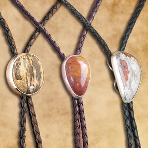 Stone Bolo Tie: Handmade Sterling Silver Western Jewelry