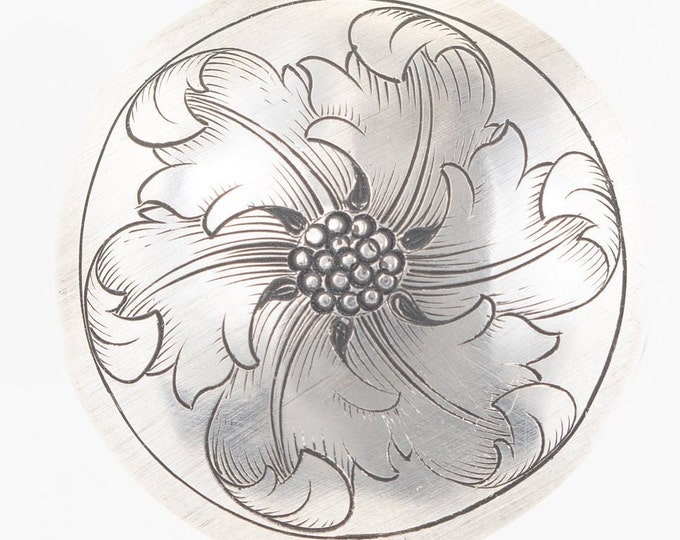 Featured listing image: Hand Engraved Saddle Concho: 1.5" Western Leather Rosette