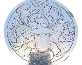 Silver 1.50 inches Saddle Concho, For Belts, Sterling Silver Conchos For Leather, Bridle Rosettes,For Saddle, Loop Back Concho,