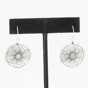 Concho Earrings Dangle Mother's Day Gift from Son, Everyday Silver Earrings, Dangle Earrings, Lightweight Earrings, Flower Jewelry image 5