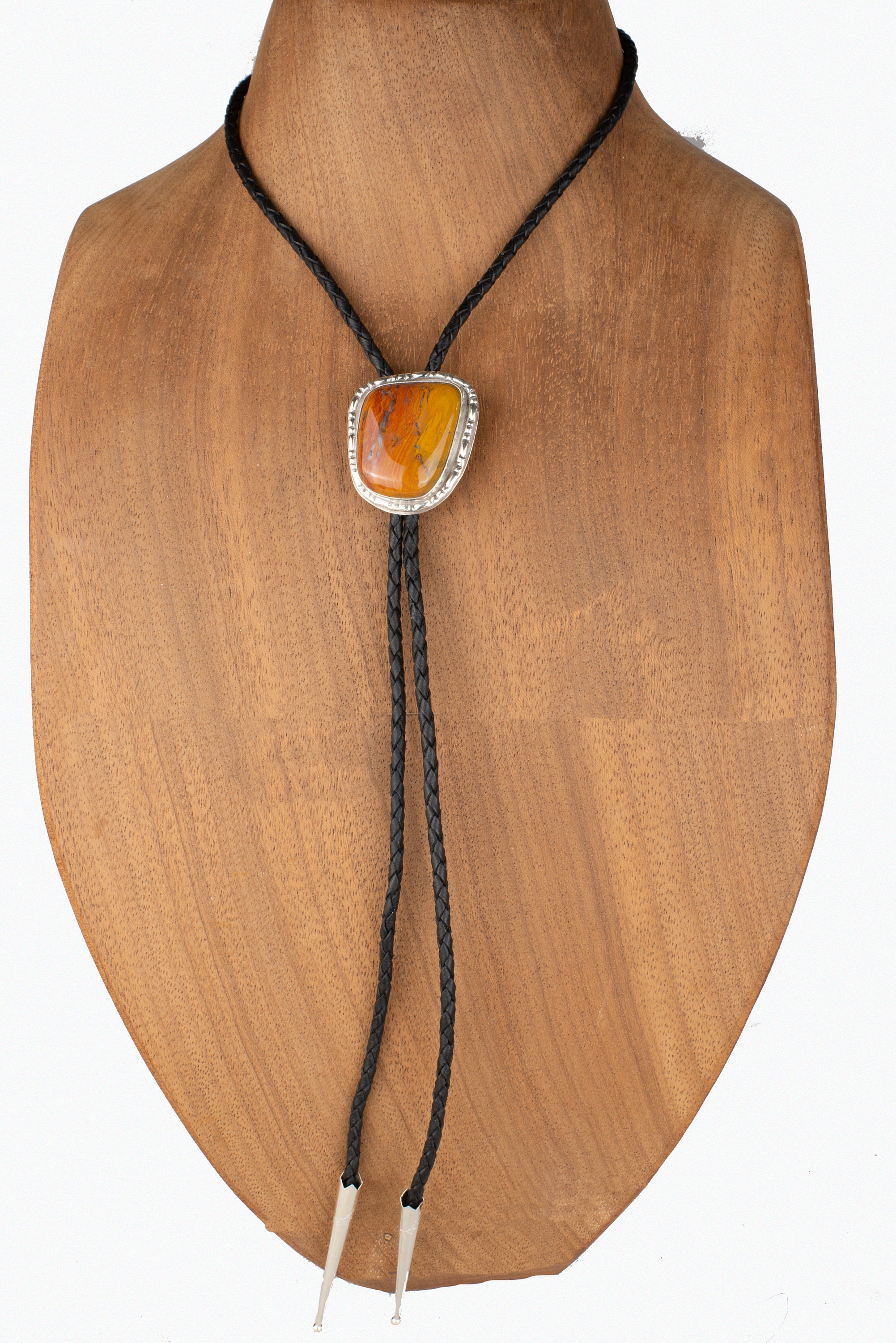 Arizona Rainbow Petrified Wood Bolo Tie, Handmade Sterling Silver Bolo, Western bolo tie for men