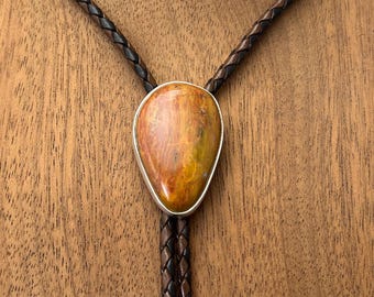 Arizona Rainbow Petrified Wood Bolo Tie For Men Stone, Western Gifts For Men, Western Jewelry Men, Anniversary Gift For Husband