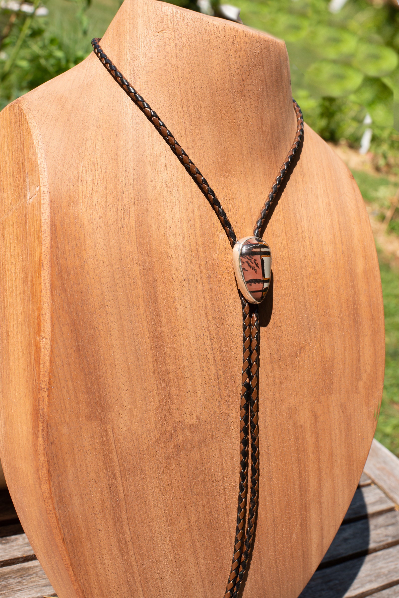 Handmade Sterling Silver Bolo Tie With a Stunning Picture Jasper Stone, Handmade Bolo, Natural