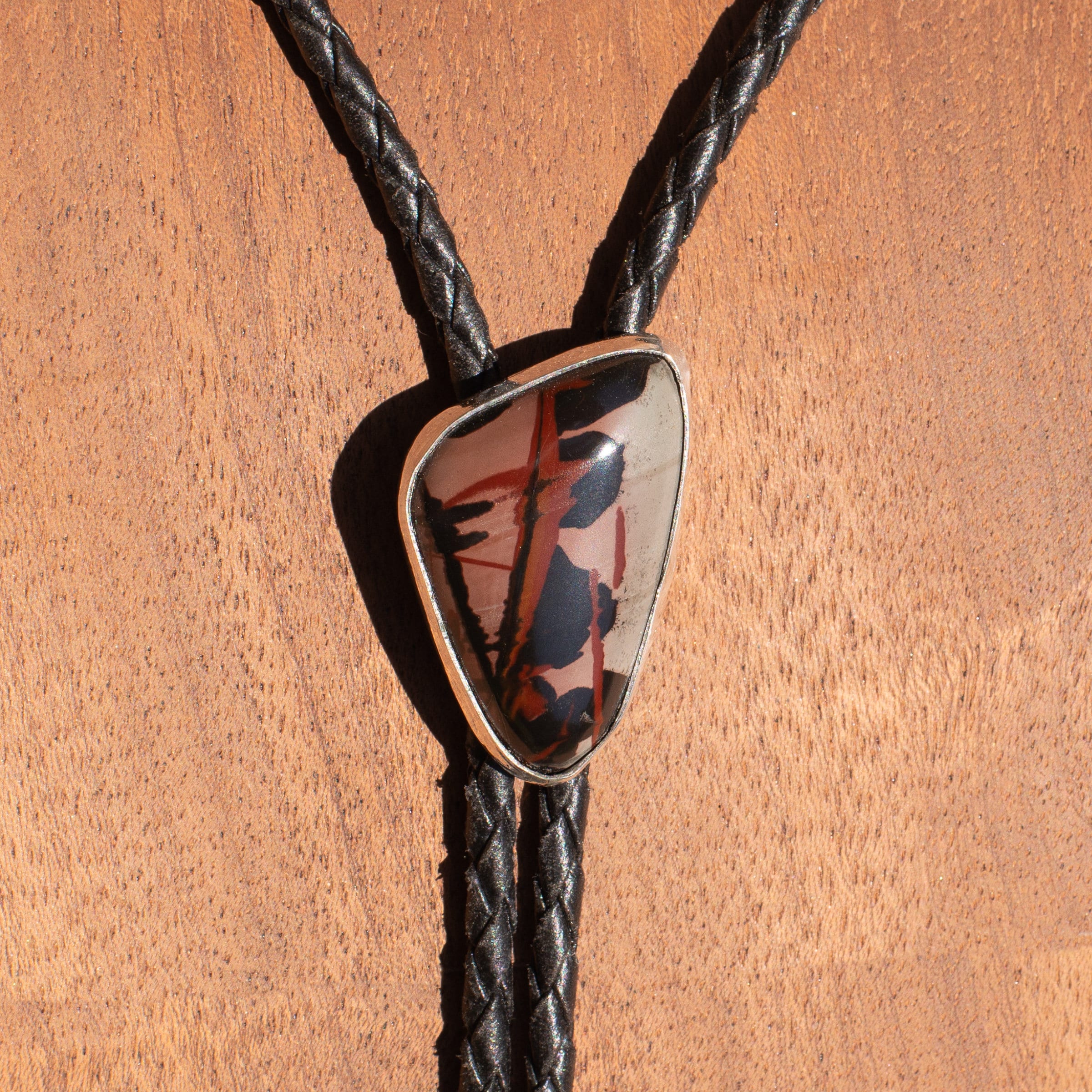 Sterling Silver Bolo Tie With a Stunning Picture Jasper Stone, Handmade