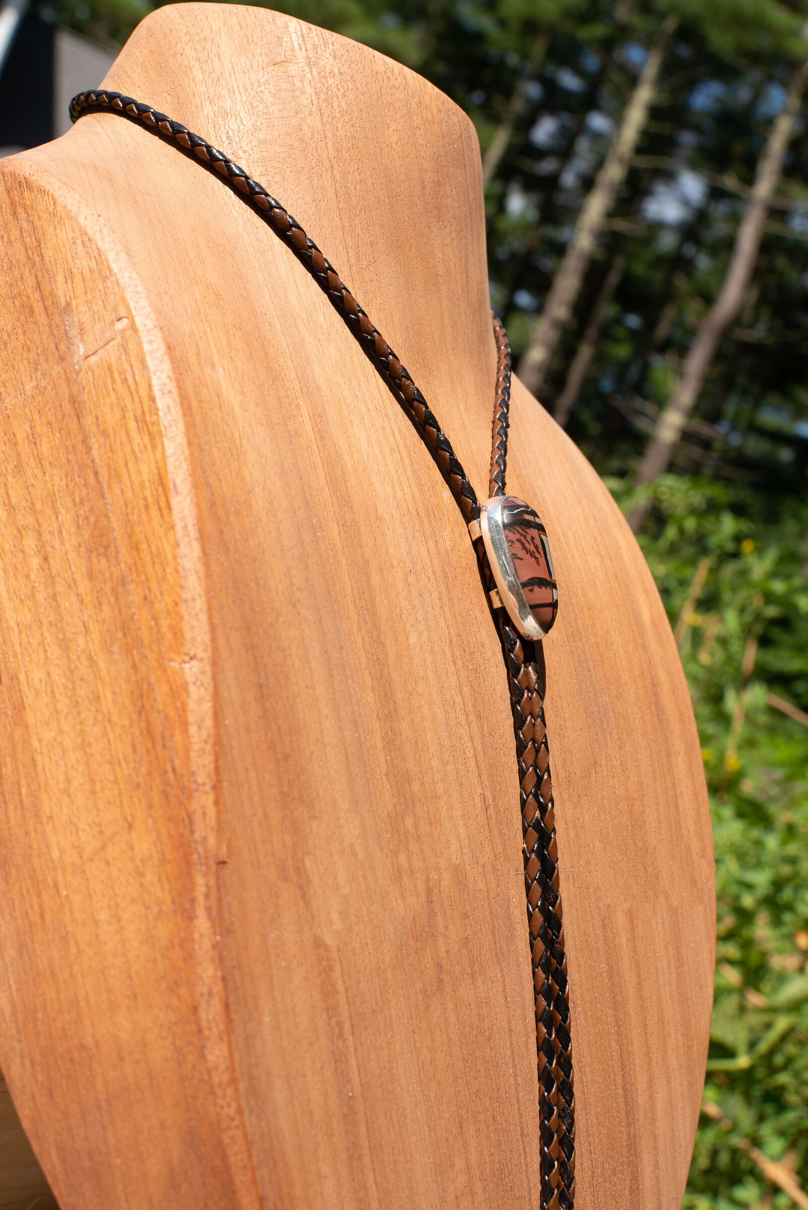 Handmade Sterling Silver Bolo Tie With a Stunning Picture Jasper Stone