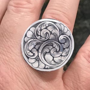 Western Sterling Silver Ring For Women, Hand Engraved Statement Rings, Chunky Rings, Nature Ring, Western Rings For Women