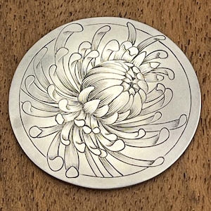 Hand Engraved Sterling Silver Saddle Concho - 1.5 inch Western Rosette