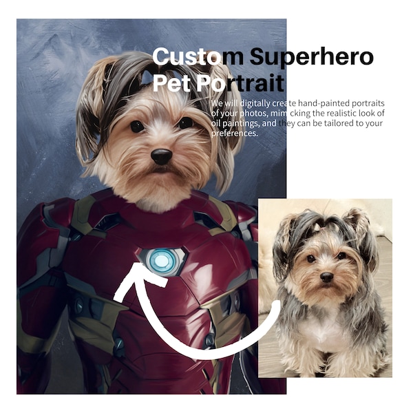 Costume Superhero Pet Portrait, Digital file only, worldwide, 100% Commercial Use
