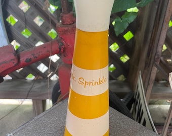 Vintage Mr. Sprinkler Laundry Shaker Yellow & White Ironing Bottle