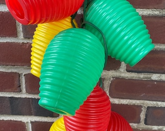 Vintage Blow Mold Funky Beehive Lantern Red Green Yellow Patio Lights