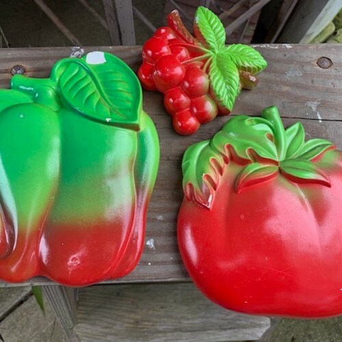 Vintage Ceramic Fruit Wall Plaques Etsy