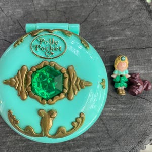 Vintage 1992 Polly Pocket Jeweled Forest Green Compact Complete READ