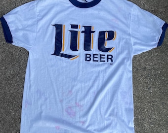 Vintage Miller Lite Beer Ringer T Shirt XL Made in USA Runs Small READ