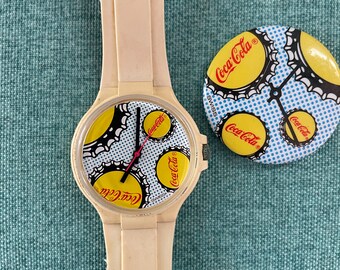 Vintage Coca Cola Pop Style Watch & Pin