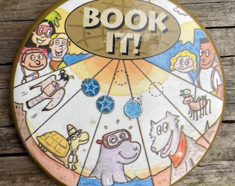 Botón pin vintage de animales de la serie "Libro It" de Pizza Hut