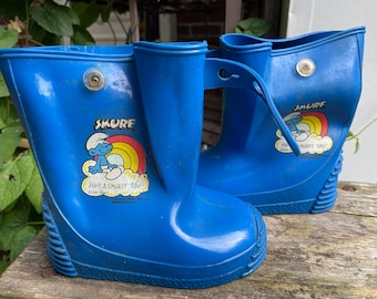 Vintage 1980’s Smurf Kids Rubber Rain Boots Size 5