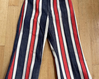 Vintage 1970’s Red White & Blue Stripe Toddler Boys Bellbottom Pants
