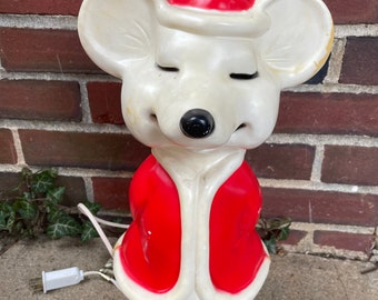 Vintage Christmas Mouse Table Top Blow Mold