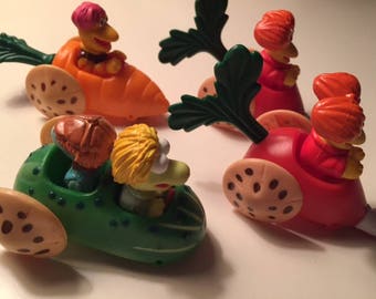 Set of 4 Vintage McDonalds Fraggle Rock Muppets Veggie Cars