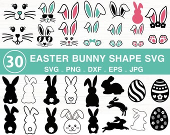 Easter Bunny shape Svg, Bunny Svg, Easter Bunny Clipart, Rabbit Ears, Bunny Ears, Paws, Feet, Rabbit Svg, Easter Rabbit