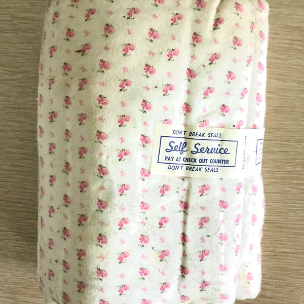 1960s Vtg. Floral Ditsy Printed Brushed Cotton Fabric [Four Yards] [Unused]
