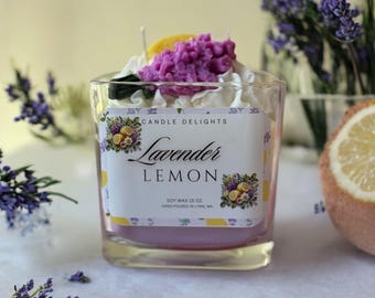 Lavender Lemon Candle: Handmade Soy Wax, Relaxing Scent (15 oz)